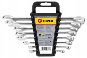 Klucze płasko-oczkowe 6-19 mm stal CrV (zestaw 8 szt.) 35D756