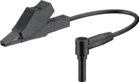 Measuring lead with (2 mm banana plug, angled) to (crocodile clip), 0.25 m, black, silicone, 0.5 mm², CAT III, CAT IV, 68.9517-0