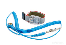 Opaska nadgarstkowa ESD, antyalergiczna, regulowana, zatrzask, z przewodem 3 m