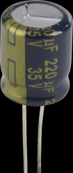 EEUFC1V221 Electrolytic capacitor, radial, 220 µF, 35 V, 105°C, low ESR, AE