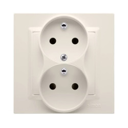 Simon 10 Gniazdo podwójne z/u z funkcją niezmienności faz z przesłonami 16A 250V krem CGZ2TZ/41