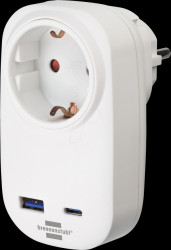 1508210010 Brennenstuhl socket adapter, Power Delivery, USB-C, USB-A