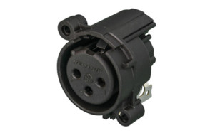 XLR panel socket, 3 pole, gold-plated, plastic, NC3FAH1-0