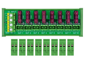 DIN Rail Mount DC 5 - 32V 8 Channel Pluggable Side Wiring Terminal Block Power Distribution Fuse Module, HCDC HD064RT