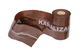 Taśma ostrzegawcza brązowa z wkładką metalową lokalizacyjna szer. 20 cm nadruk Kanalizacja /100m