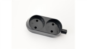 Gniazdo Przenośne Dwukrotne 16A 2P 250V Czarne Gn-260