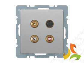 BERKER Q.1/Q.3/Q.7 Gniazdo multimedialne 3xCinch 1xS-Video aluminium aksamit lakierowany 3315326084 HAGER