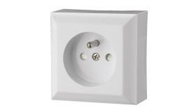 Gniazdo Pojedyńcze Natynkowe Z Uziemieniem, Ip20, Białe, Gao 20455