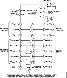 Low Power, +5V CMOS RS-232 100kBPS Transceiver with 3 Drivers, 5 Receivers and an Enable Pin