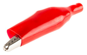 Zacisk krokodylkowy izolowany 6mm Czerwony Orbitec