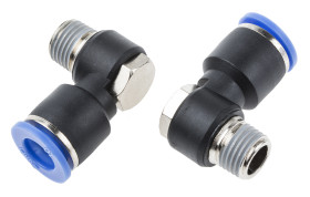 Złączka pneumatyczna R 1/4 męskie Wciskane 10 mm RS PRO Adapter gwintowany kolankowy R 1/4 męskie