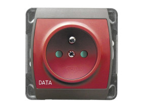 GAZELA Gniazdo pojedyncze z uziemieniem DATA z przesłonami bezramki srebro + tytan GP-1JZDP/m/18/23 OSPEL