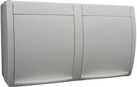 Busch-Jaeger 20/2 EW-54 Osprzęt elektroinstalacyjny do pomieszczeń wilgotnych Gniazdo elektryczne podwójne Ocean, natynk