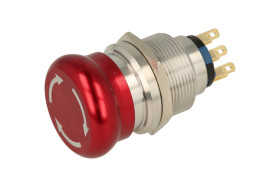 Przełącznik; bezpieczeństwa; przyciskowy; FLM22-MJ-1- X_2NO2NC; ON-OFF; grzybkowy; odkręcany; metalowy; 2 tory; czerwony; bez po