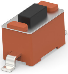 Short-stroke pushbutton, Form A (N/O), 50 mA/24 VDC, unlit , actuator (black, L 1.07 mm), 1.8 N, gull-wing, 1437566-3