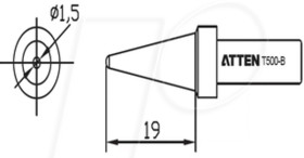 T500-B Soldering tip, 1.5 mm, pencil-point, straight