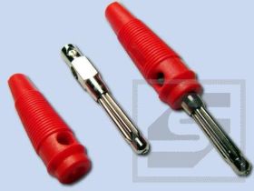Wtyczka bananowa A-2018D-czerwona 4mm;25.413.1;niklowana;32A/60V