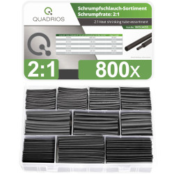 Quadrios 1905CA055 Heatshrink Set Black 800 pcs 2:1 Shrinkage PE Material