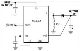 5V/-12V/-15V or Adjustable, High-Efficiency, Low-I DC-DC Inverters