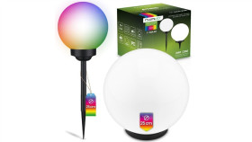 Lampa Solarna Ogrodowa Led Atris Wbijana Naziemna Biała Kula 25Cm Rgb Lumiled