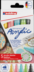 4-5100-5-099 Acrylic markers, 2 mm-3 mm, pastel, pack of 5