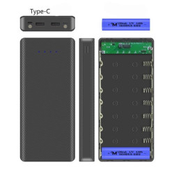 W8 DIY Power Bank Case - 8x18650 - 20000mAh - Type-C- USB- microUSB