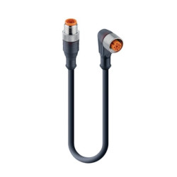 Kabel konfekcjonowany obustronnie złącza M12 męskie proste / żeńskie kątowe 3-pinowe LED PUR RST 3-RKWT/LED A 4-3-224/2 M