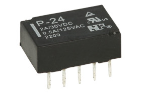 Przekaźnik; elektromagnetyczny miniaturowy; P-24; 24V; DC; 2 styki przełączne; 0,5A; 125V AC; 1A; 30V DC; do druku (PCB); Forwar