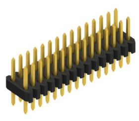 Pin header, 30 pole, pitch 1.27 mm, straight, black, SLVW203630G