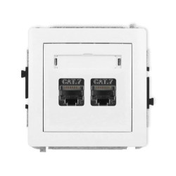 DECO Mechanizm gniazda komputerowego podwójnego 2xRJ45, kat. 7, ekranowane, 8-stykowy, biały mat 25DGK-10