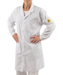 Fartuch laboratoryjny, Unisex, Biały, rozmiar: XL, Zatrzaski, 3