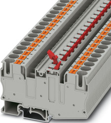 Knife disconnect terminal, push-in connection, 1.0-16 mm², 2 pole, 20 A, 6 kV, gray, 1076793