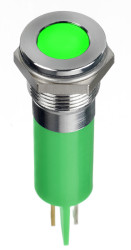 Lampka kontrolna do montażu panelowego 24V dc, zielona 12mm LED Chrom Faston, oczko lutownicze RS PRO