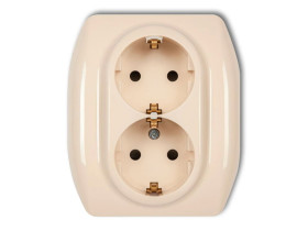 TREND Gniazdo podwójne z uziemieniem schuko (przesłony torów prądowych) beżowy 1GP-2sp KARLIK