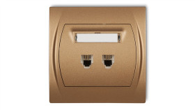 Logo Gniazdo Telefoniczne Podwójne 2Xrj11, 4-Stykowy Złoty Metalik 8Lgt-2