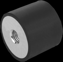 Rubber/metal bumpers with 2 inner threads, straight, D 10, H 15 mm, G M4, T 4.0 mm, K0569.01001555