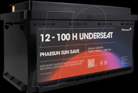 PF-UNDERSEAT-12-100H Lithium battery, LiFePO4, 12.8 V, 100 Ah, 1280 Wh, BMS, BT, IP65