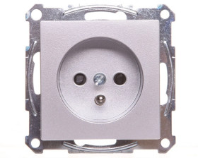 Merten System M Gniazdo pojedyncze z/u 16A IP20 z przesłonami aluminium MTN2500-0460