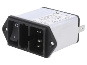 DD12.6111.111Złącze zasilające AC gniazdo męskie 6A 250VAC 0,8mH Cx: 100nF