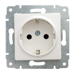VENA Gniazdo pojedyncze z/u Schuko z przesłonami białe 510441