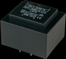 387.30.2 Transformer, Gerth series 387.xx, 3.6 VA, 2x 15 V