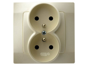 KARO Gniazdo podwójne z uziemieniem IP-20 zaciski gwintowe ecru perłowy GP-2SZ/42 OSPEL