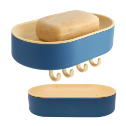 Uchwyt na mydło z haczykami - niebieski - Mydelniczka - Wieszak ścienny - Podstawka