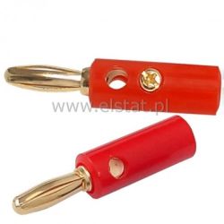 Wtyk banan skręcany czerwony ( super ) złoty