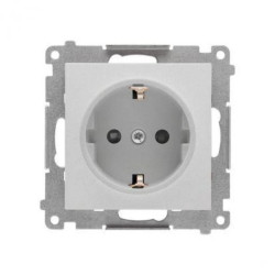 Simon 55 Gniazdo Schuko z przesłonami (moduł) 16 A, 250 V~, szybkozłącza Aluminium mat TGSZ1CZ.01/143