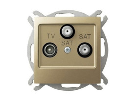 IMPRESJA Gniazdo antenowe RTV-SAT z dwoma wyjściami SAT złoty metalik GPA-Y2S/m/28 OSPEL