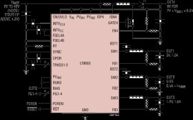 42V, Low I, Quad Output Triple Monolithic Buck Converter and Boost Controller