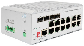 8-portowy przełącznik sieciowy Gigabit Ethernet DIGITUS, przemysłowy, zarządzany na poziomie L2, łącze nadrzędne 4 SFP