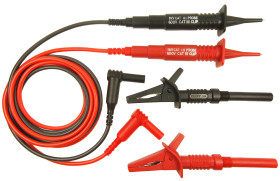 Zestaw przewodów i złączy pomiarowych, zawartość: 1 zespół czarnego przewodu, 1 zespół czerwonego przewodu, 1 x zacisk