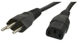 Device connection cable, Switzerland, plug type J, straight on C19 socket, straight, H05VV-F3G1.5 mm², black, 2.5 m, 23G-H05VVF3